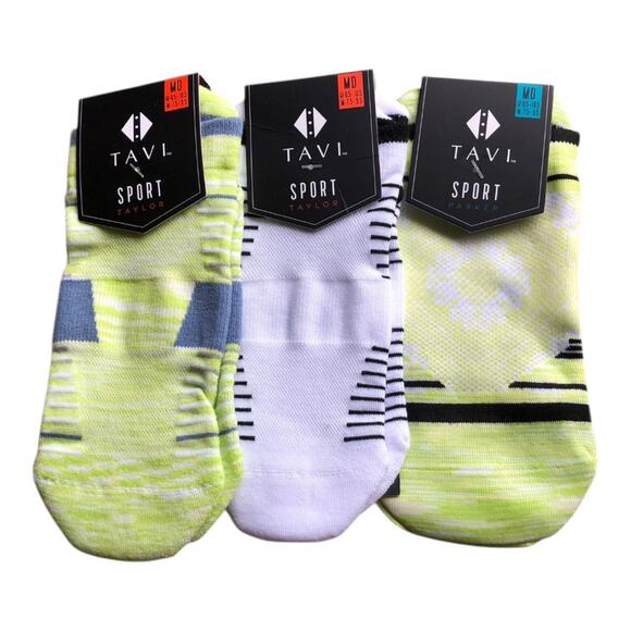 3 Pair Tavi Sport Socks Parker Citrus Taylor Salt Taylor Bright Size Medium NIP - Picture 1 of 11